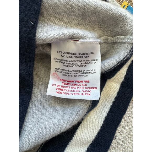 Jumper 1234 Cashmere Crew Neck Stripe Sweater Women’s Small 2 Gray Blue White - Picture 7 of 9